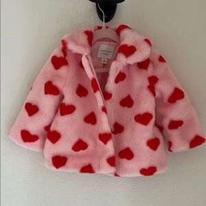 Janie and Jack Heart Faux Fur Jacket in 2T